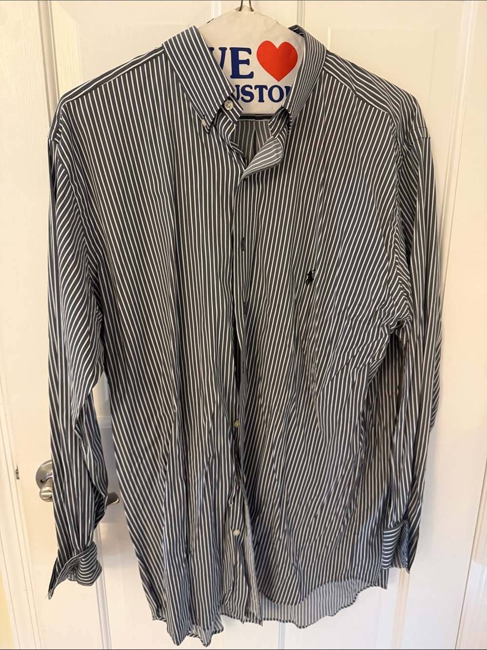 Ralph Lauren Men’s Navy and White Striped Button-Down Shirt